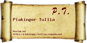 Plakinger Tullia névjegykártya